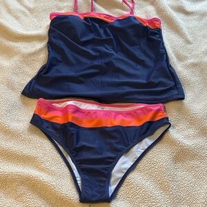 Navy and Pink Tankini Set